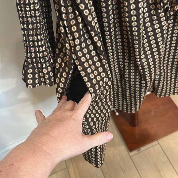 FREE PEOPLE STAR DIP TIERED SMOCKED BUTTON FRONT COTTON DRESS LARGE - Picture 7 of 12